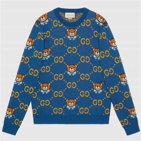 blue gucci bear sweater|Gucci Sweatshirts & Hoodies for Women .